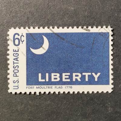 ↓君缘收藏752期☞钱币邮品↓无佣金、可寄存、满30元包邮  - 美国邮票，1968年发行1776年穆尔特里堡旗帜(自由旗)邮票雕刻版