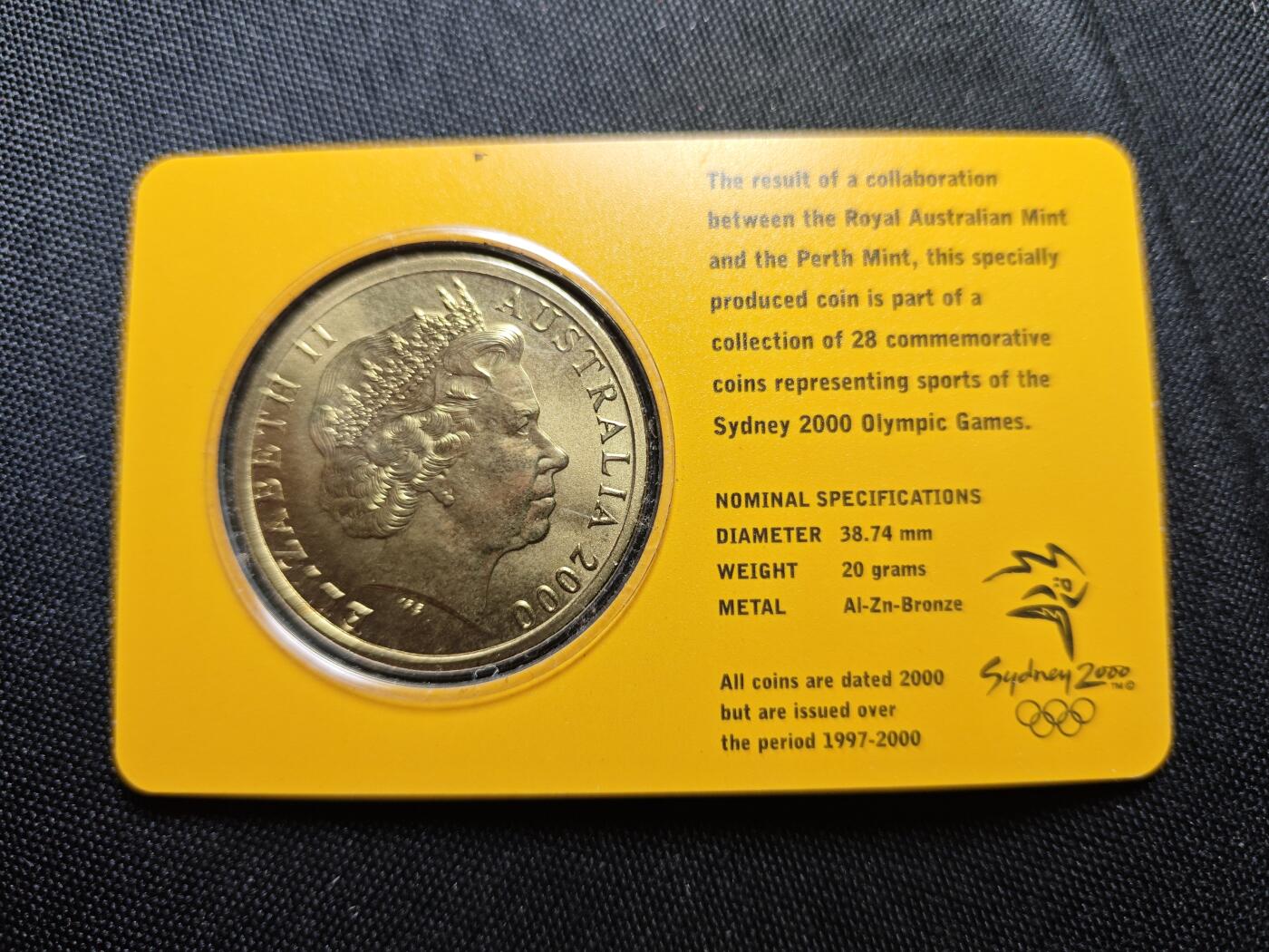 KK钱币收藏小铺   套币 批量/好品散币专场 2月预留时间 周末发货  2000澳大利亚5元奥运纪念币 卡套