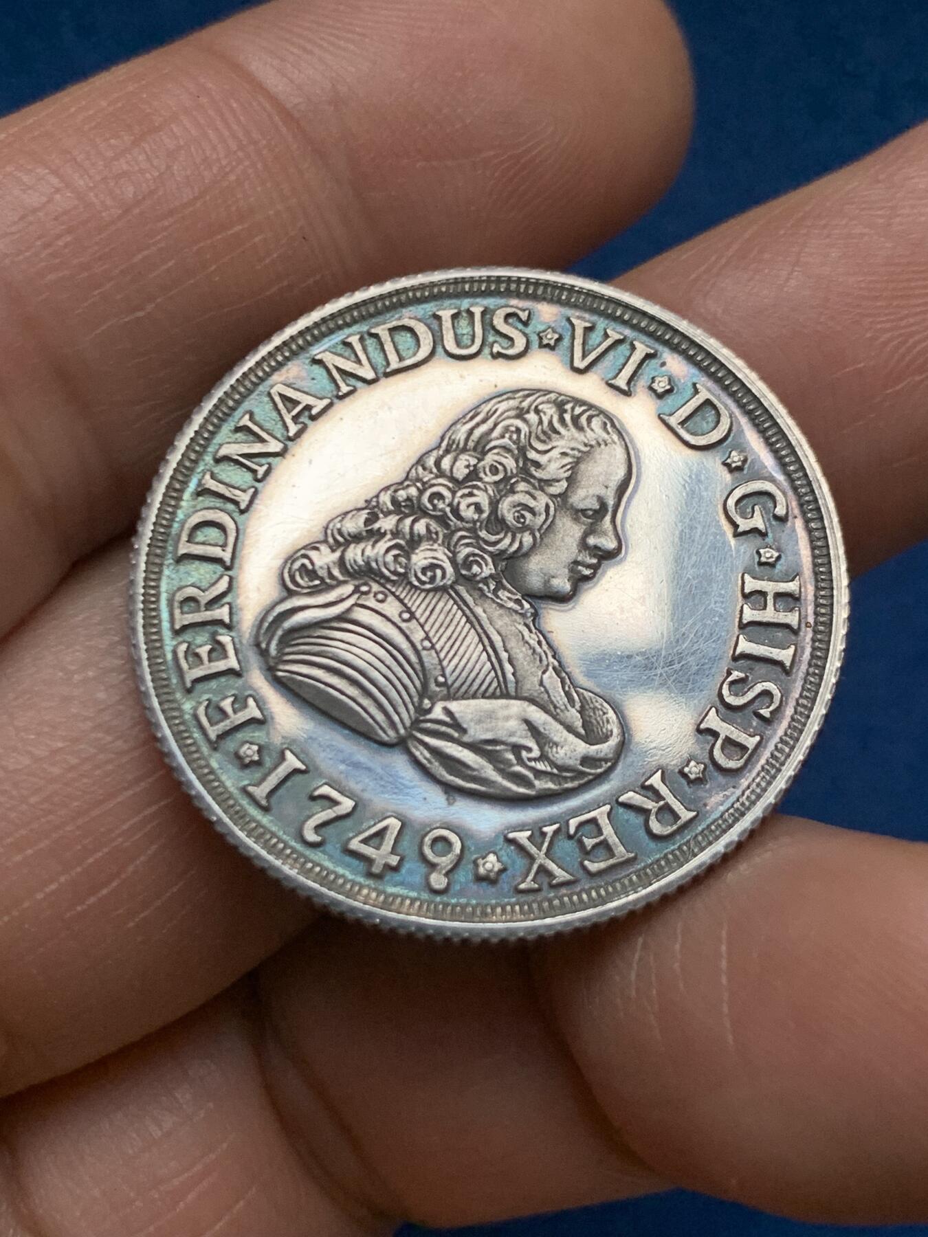 《竞宝斋》第467场 周日，周一 2场连拍 （全场包邮）欢迎送拍 西班牙复古银章 9.8克 30.2mm