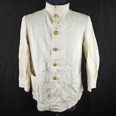 0元起拍勋章 第336期 咸鱼国勋章拍卖专场 3月4日（周三）下午6：00开始 - 明治时期 海军文官夏服上衣，兜被拆了，可自行缝上 领围42 肩宽42 胸围96 衣长65 袖长50