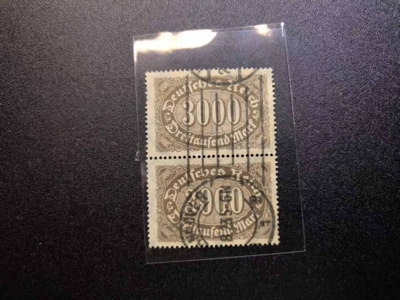 云宸嘉赏-勋臻精藏⭐️年后精品专拍场次🎖 德意志魏玛共和国 3000 马克高面值邮票  当时经济崩溃的直接见证