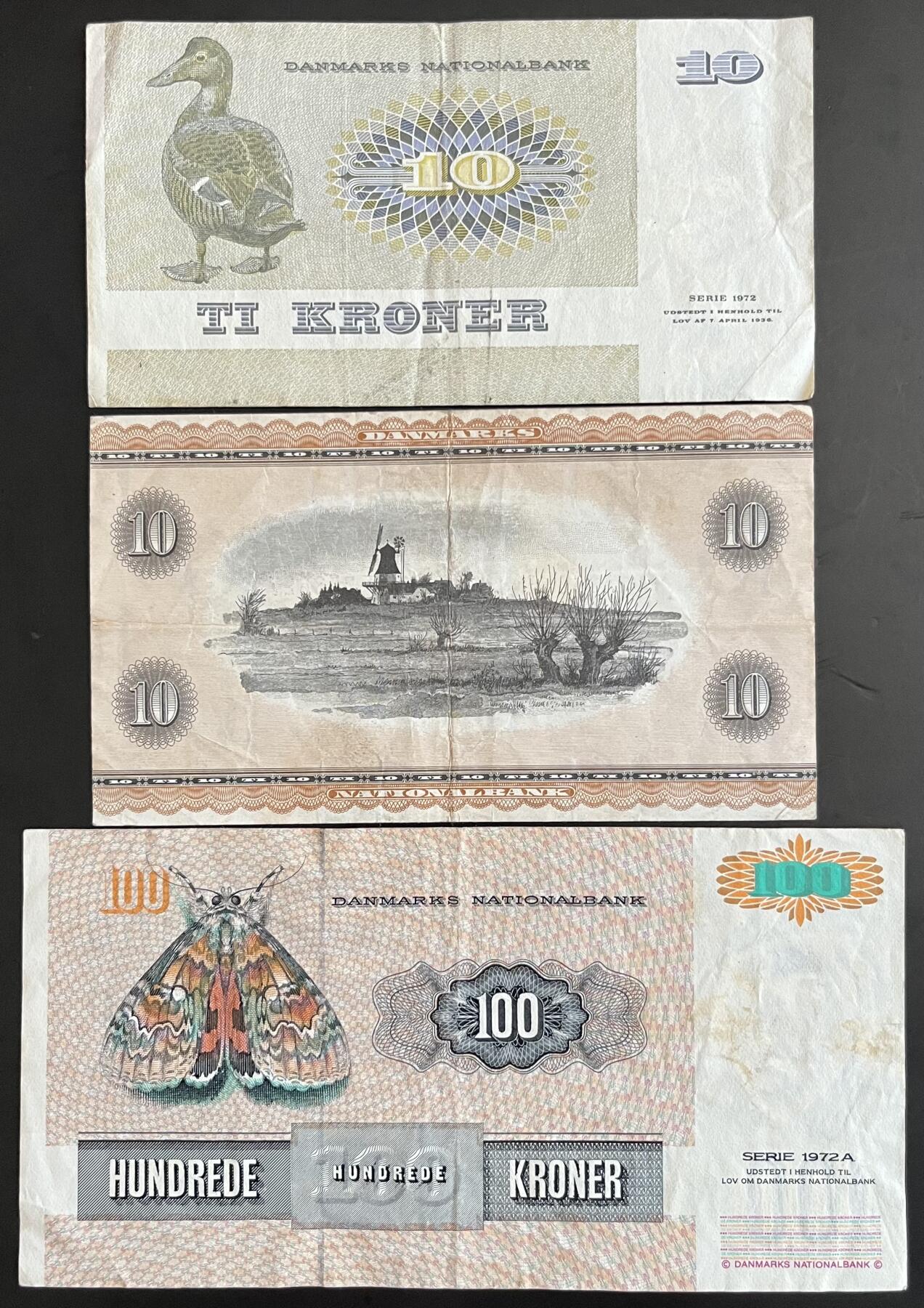 小福收藏拍卖第202期 流通品相裸钞 特惠场 本场全部为欧洲纸币【佣金仅收2% 不设最低佣金 全场包邮】 丹麦纸币 1组3张