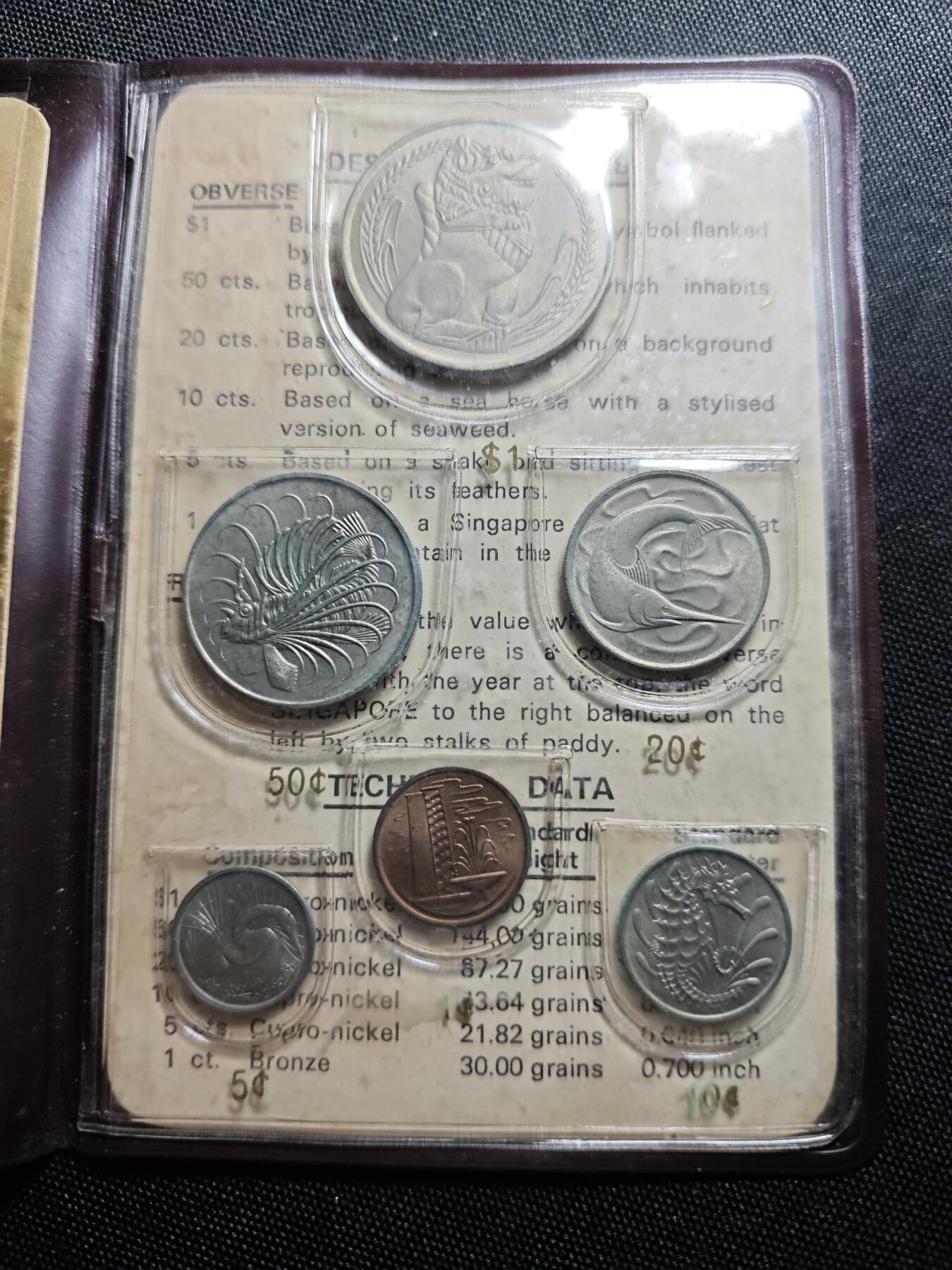 KK钱币收藏小铺   套币 批量/好品散币专场 2月预留时间 周末发货  1973新加坡动物版大小面值清年一套 有粘胶点点破损