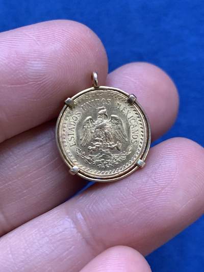 《竞宝斋》第467场 周日，周一 2场连拍 （全场包邮）欢迎送拍 - 墨西哥 1945年 2.5比索 金币 2.0833克 900金（总重2.5克）环部分约为555金