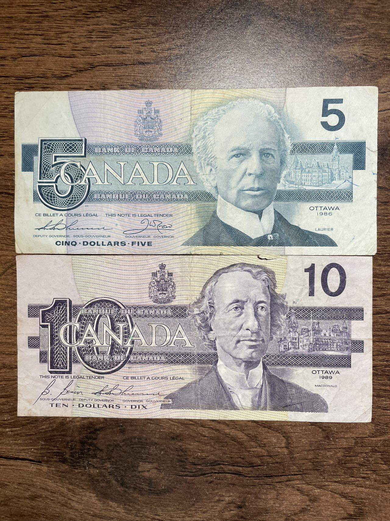 加拿大 1986-89版 5、10元