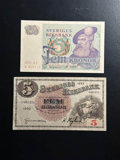 丙午马年开年第三场（大更新） - 瑞典5克朗一组两张，号码如图！品相如图，品种不错！
