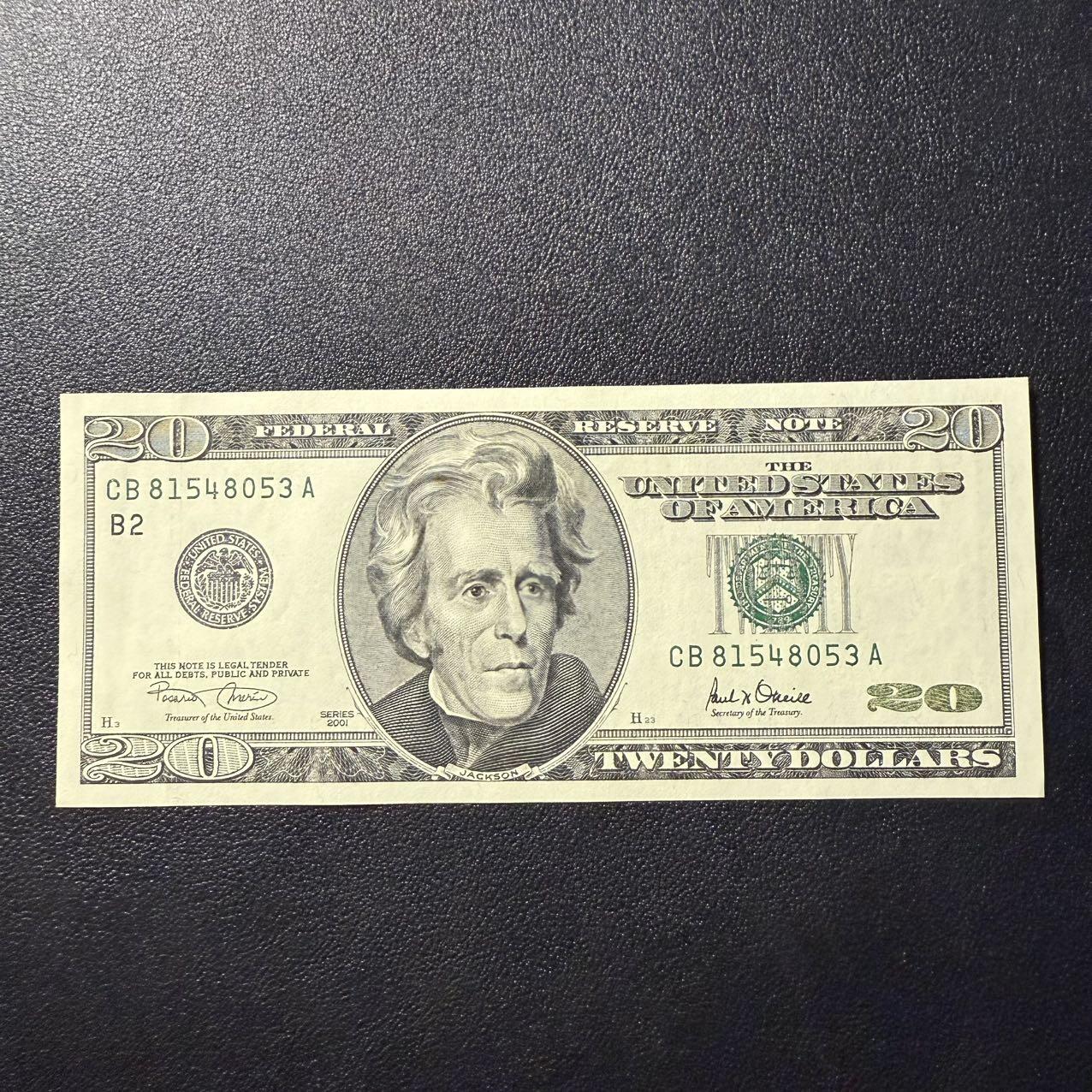 第15期 库存 美国 2001年大头20 全新unc-