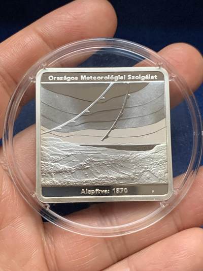 《竞宝斋》第467场 周日，周一 2场连拍 （全场包邮）欢迎送拍 - 匈牙利2020年气象服务150周年10000福林精制纪念银币，发行量5000枚，925银，重31.2克，1盎司，原盒