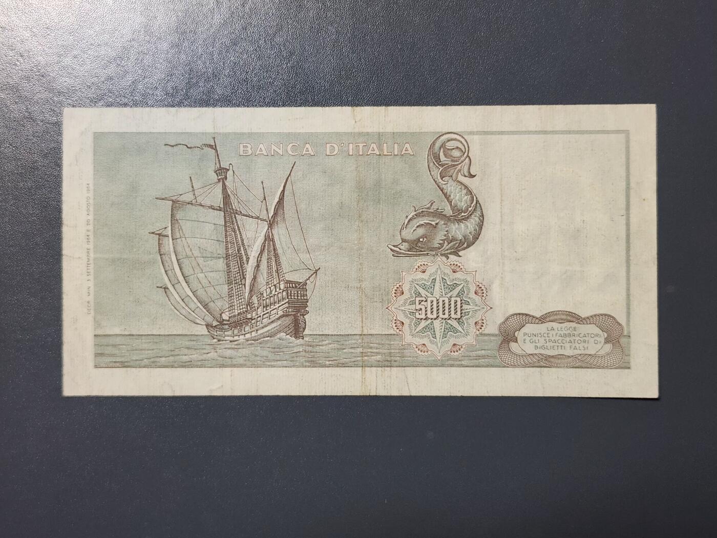 3月2号晚上8点 外国纸币自动截拍第33场 1964年首版首年份 意大利50000里拉美品