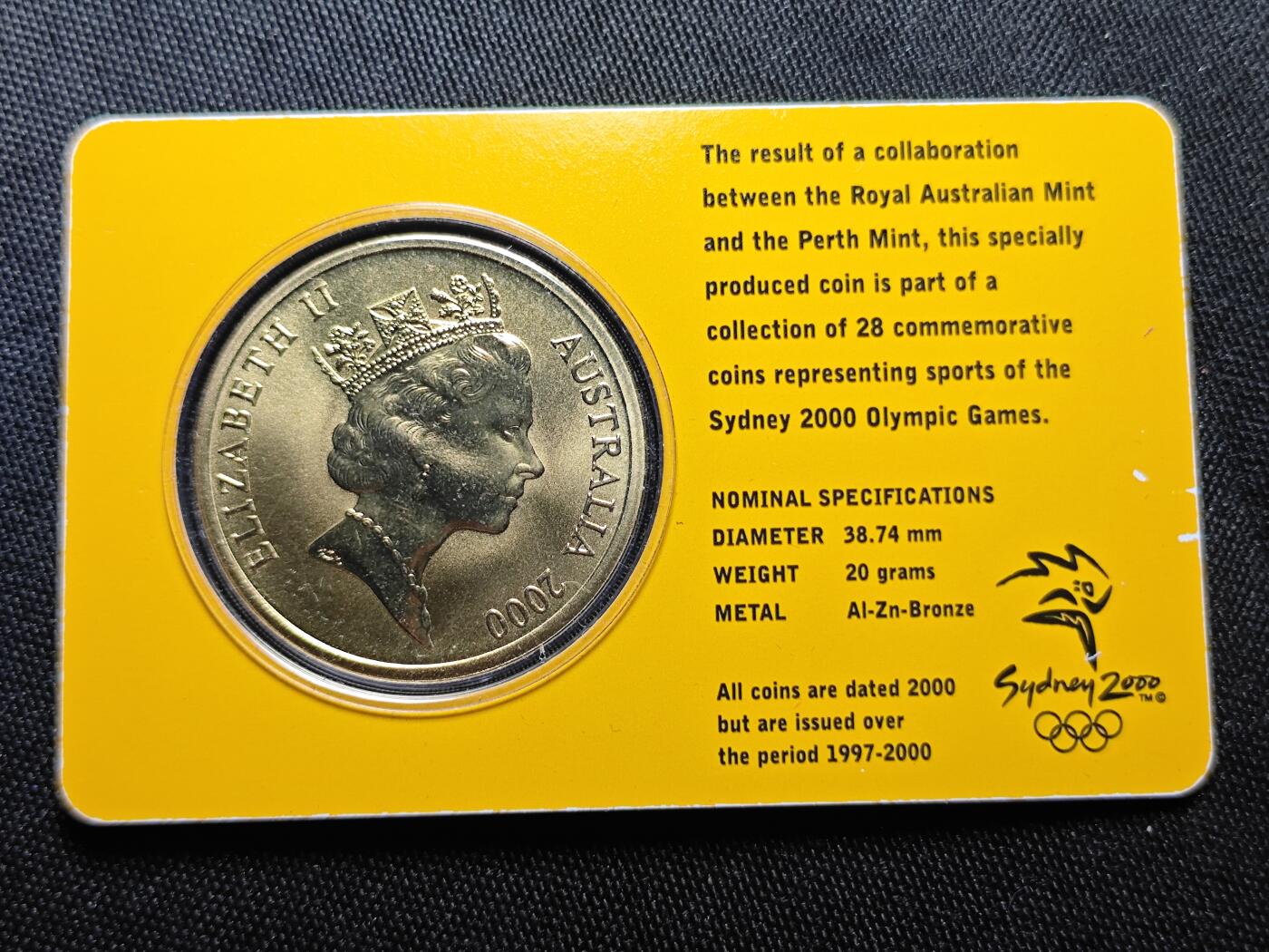 KK钱币收藏小铺   套币 批量/好品散币专场 2月预留时间 周末发货   2000澳大利亚5元奥运纪念币 卡套