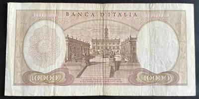 小福收藏拍卖第202期 流通品相裸钞 特惠场 本场全部为欧洲纸币【佣金仅收2% 不设最低佣金 全场包邮】 意大利 1973年 10000里拉 米开朗基罗