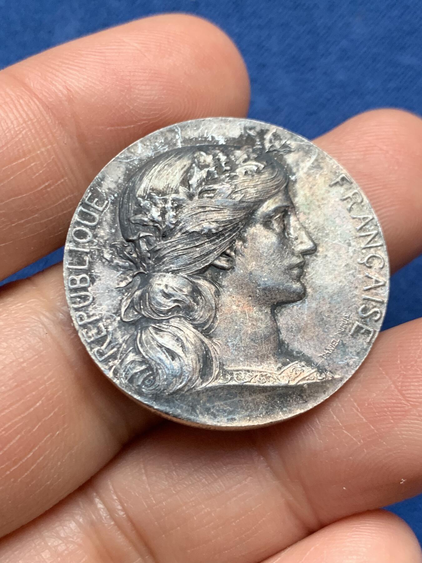 《竞宝斋》第467场 周日，周一 2场连拍 （全场包邮）欢迎送拍 法国玛丽安娜-亚眠公证人银质代币，13.1g，31.5mm，丰饶角2argent边铭