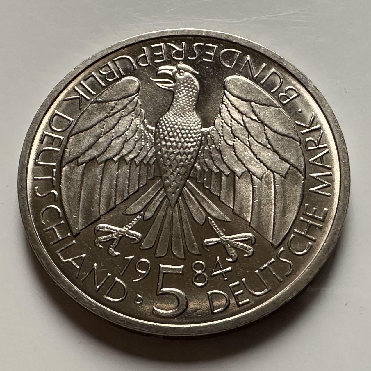 🌹外币初藏🌹🐯2026年第23场  每周二四六晚8️⃣点 接代拍 联邦德国1984年5马克 德国关税同盟成立150周年纪念币