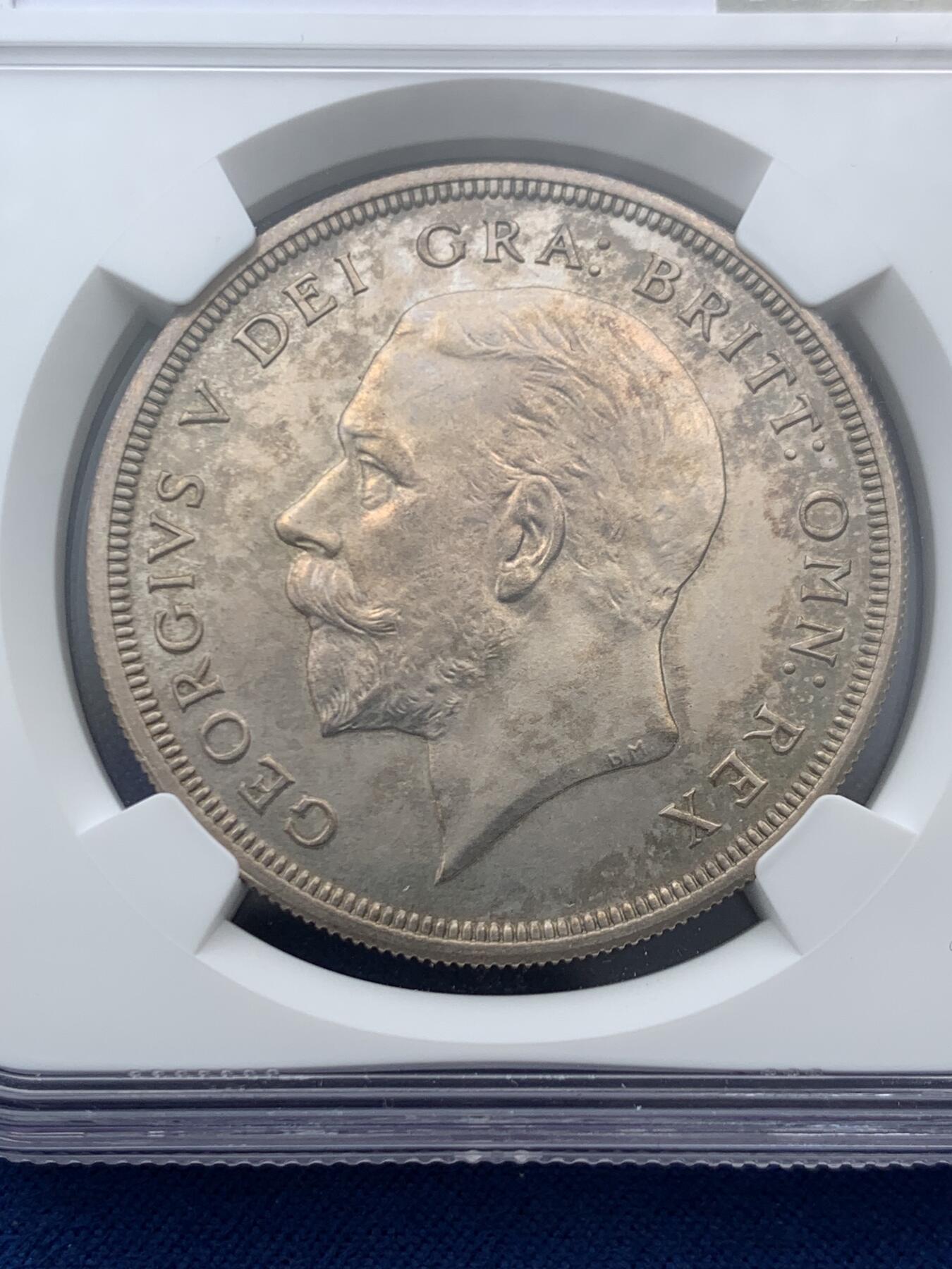 《竞宝斋》第467场 周日，周一 2场连拍 （全场包邮）欢迎送拍 NGC PF63 英国1927年乔治五世花冠精制克朗 发行量15000枚