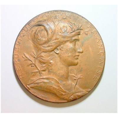 【艺术】法国艺术大章1889年 女神头像巴黎世博会高浮雕精制超大铜章 63MM 105克 - 【艺术】法国艺术大章1889年 女神头像巴黎世博会高浮雕精制超大铜章 63MM 105克