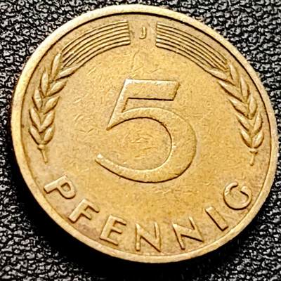 泉币菌-第204场-元宵节专场 本场拍品多 请提前出价 -  联邦德国1950年 5芬尼硬币 橡树麦穗  银行版