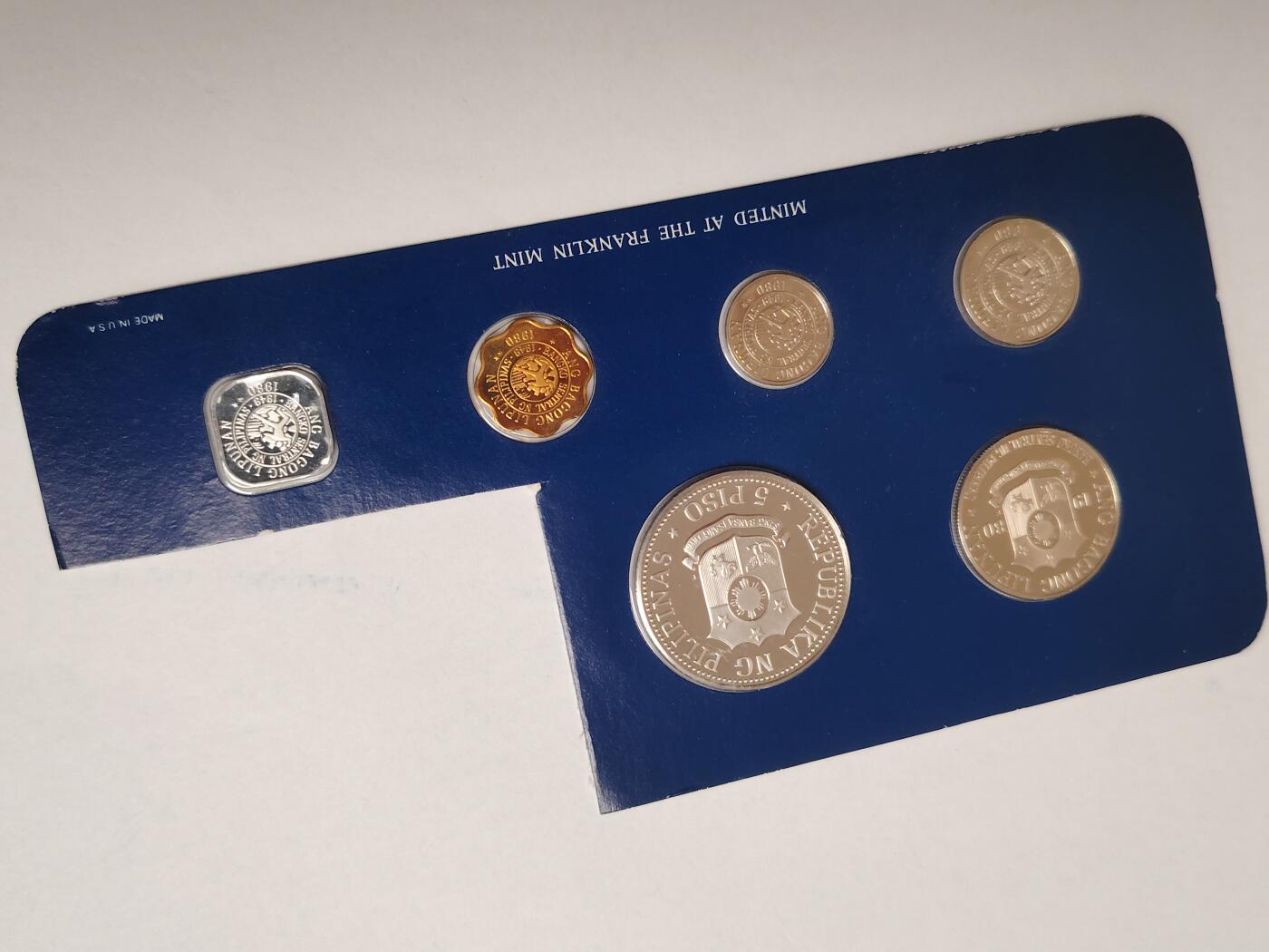 布加迪🐬～世界钱币(上海)🌾第 278 期 /  各国套币和散币 菲律宾🇵🇭 1980年5比索 马库斯头像 精致币