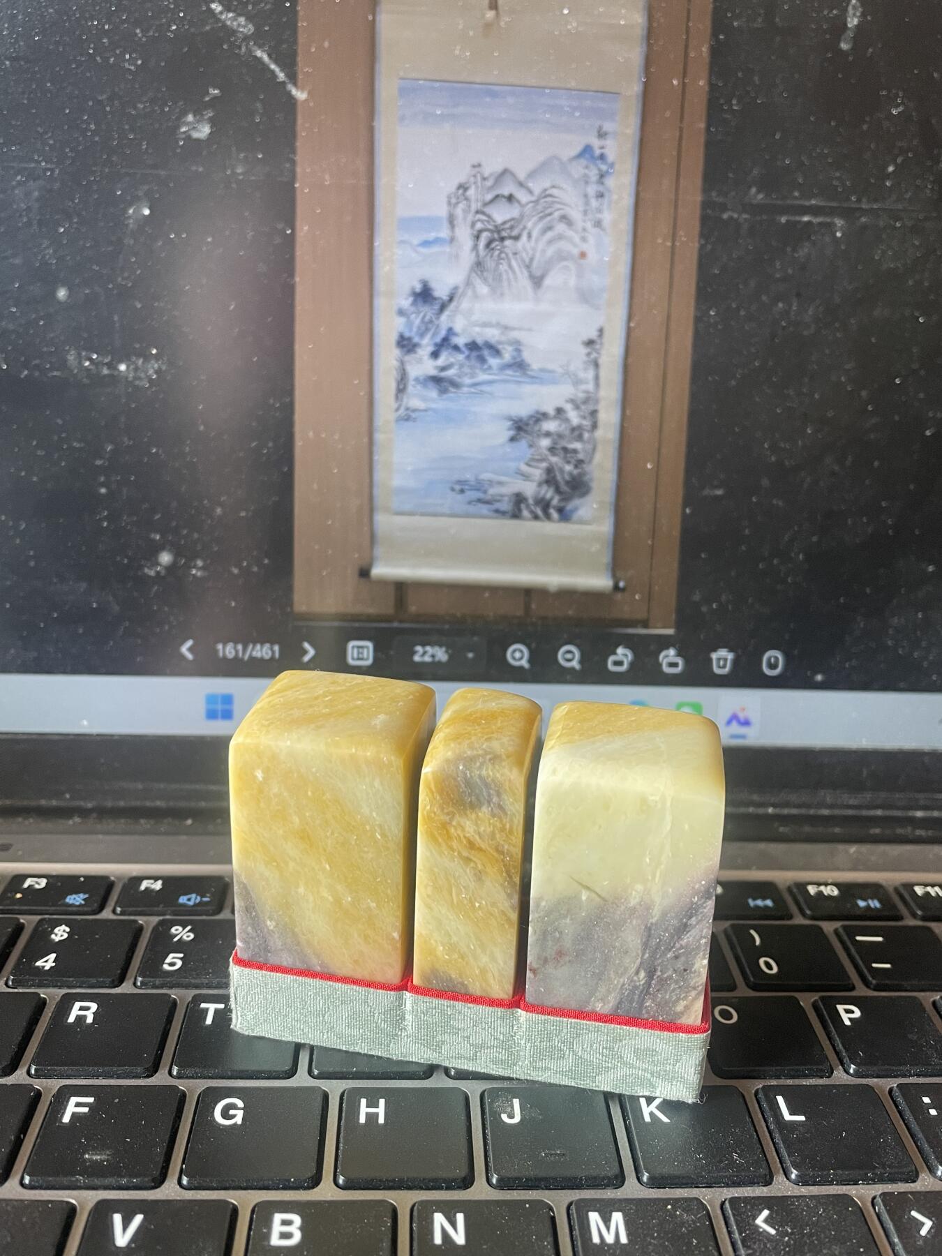 上海都达杂项专场四十三【全场包邮】 日本回流 名家耕仙刻 兰花青田印章 3方/组1-3