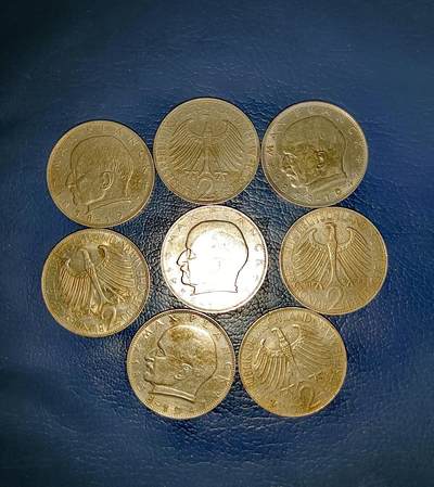 联邦德国1958--1970年科学家马克思.普朗克头像2马克稀缺靓品纪念币8枚一组 - 联邦德国1958--1970年科学家马克思.普朗克头像2马克稀缺靓品纪念币8枚一组