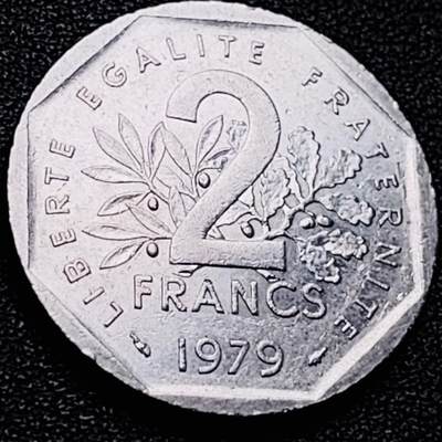 泉币菌-第204场-元宵节专场 本场拍品多 请提前出价 - 法国早期（1979年）2法郎镍币 26mm 播种女神 入欧前 末版 绝版币