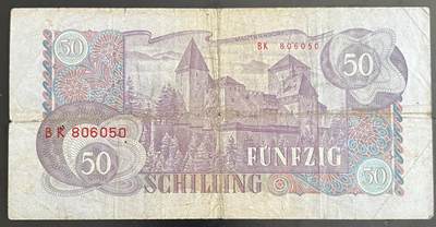 小福收藏拍卖第202期 流通品相裸钞 特惠场 本场全部为欧洲纸币【佣金仅收2% 不设最低佣金 全场包邮】 奥地利 1962年 50先令