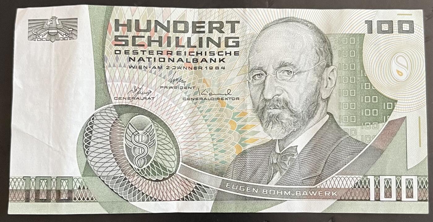 小福收藏拍卖第202期 流通品相裸钞 特惠场 本场全部为欧洲纸币【佣金仅收2% 不设最低佣金 全场包邮】 奥地利 1984年 100先令