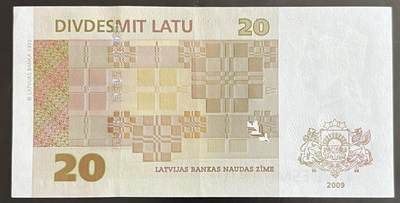 小福收藏拍卖第202期 流通品相裸钞 特惠场 本场全部为欧洲纸币【佣金仅收2% 不设最低佣金 全场包邮】 拉脱维亚 2009年 20拉特 末版 AUNC