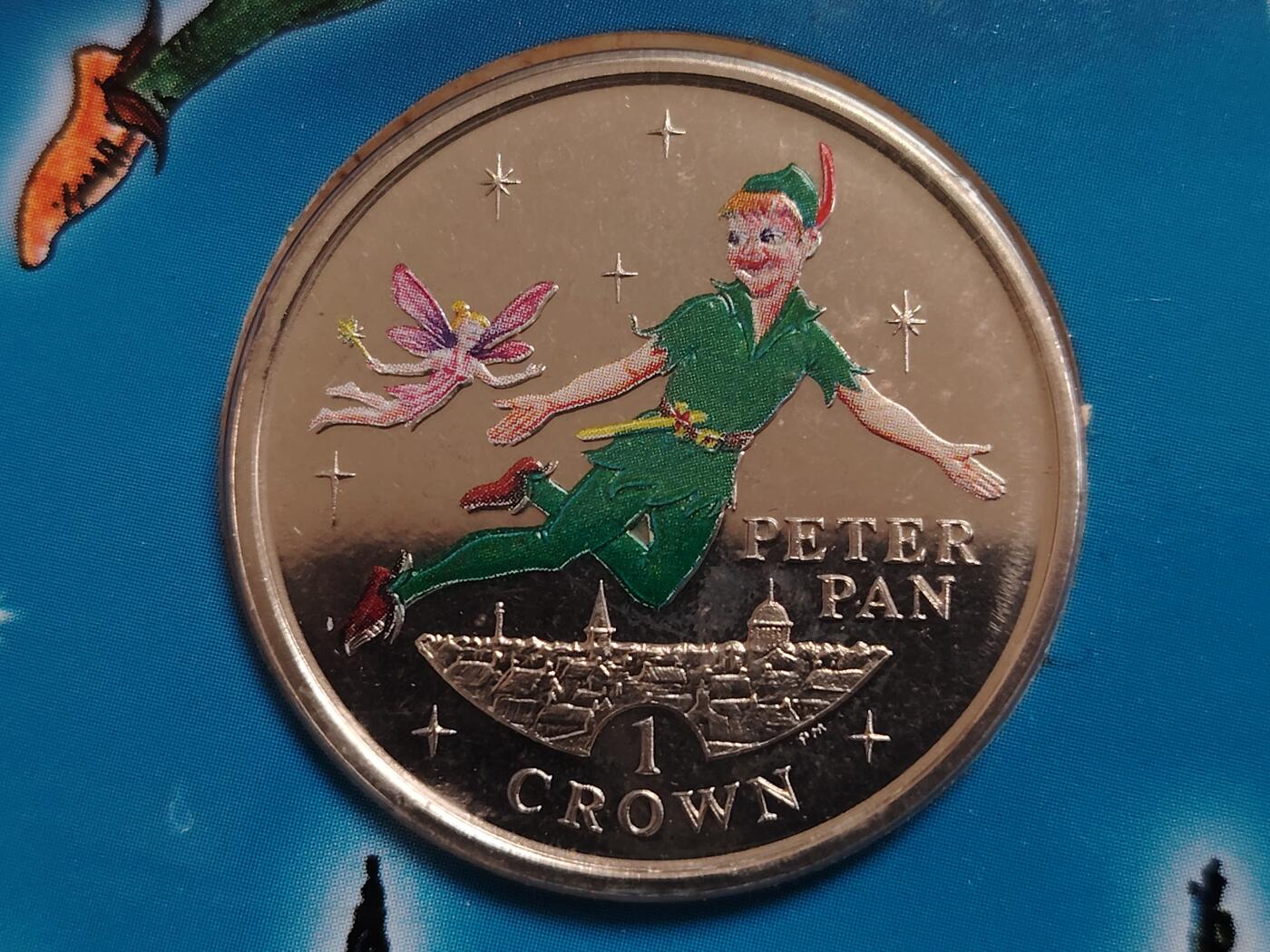 布加迪🐬～世界钱币(上海)🌾第 278 期 /  各国套币和散币 直布罗陀🇬🇮 2002年 1克朗 彼得潘彩色克朗币