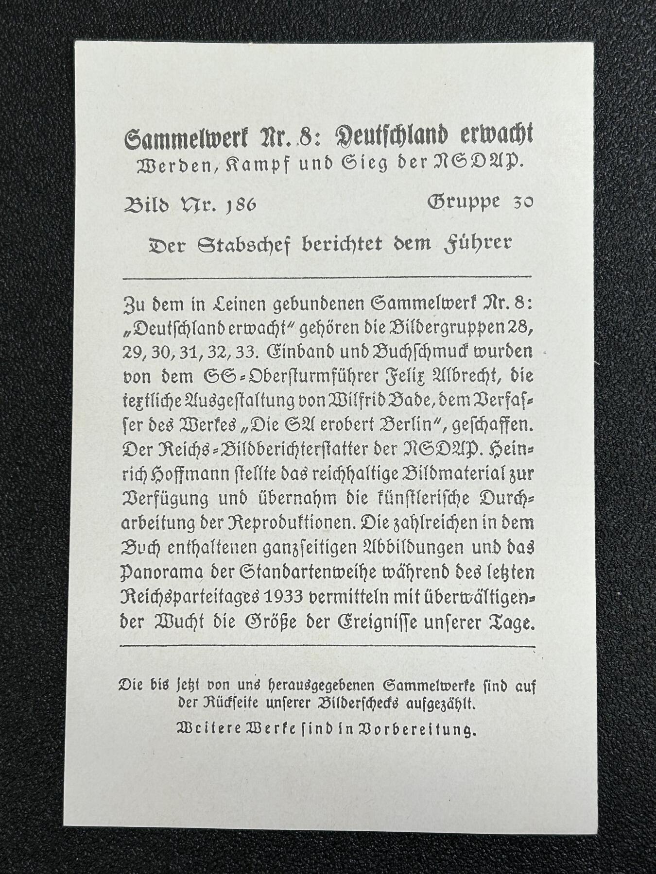 西秦中古拍卖第七十九期  不忘历史 二战收藏 德三时期 德意志的觉醒系列幕僚长向小胡子汇报工作宣传卡