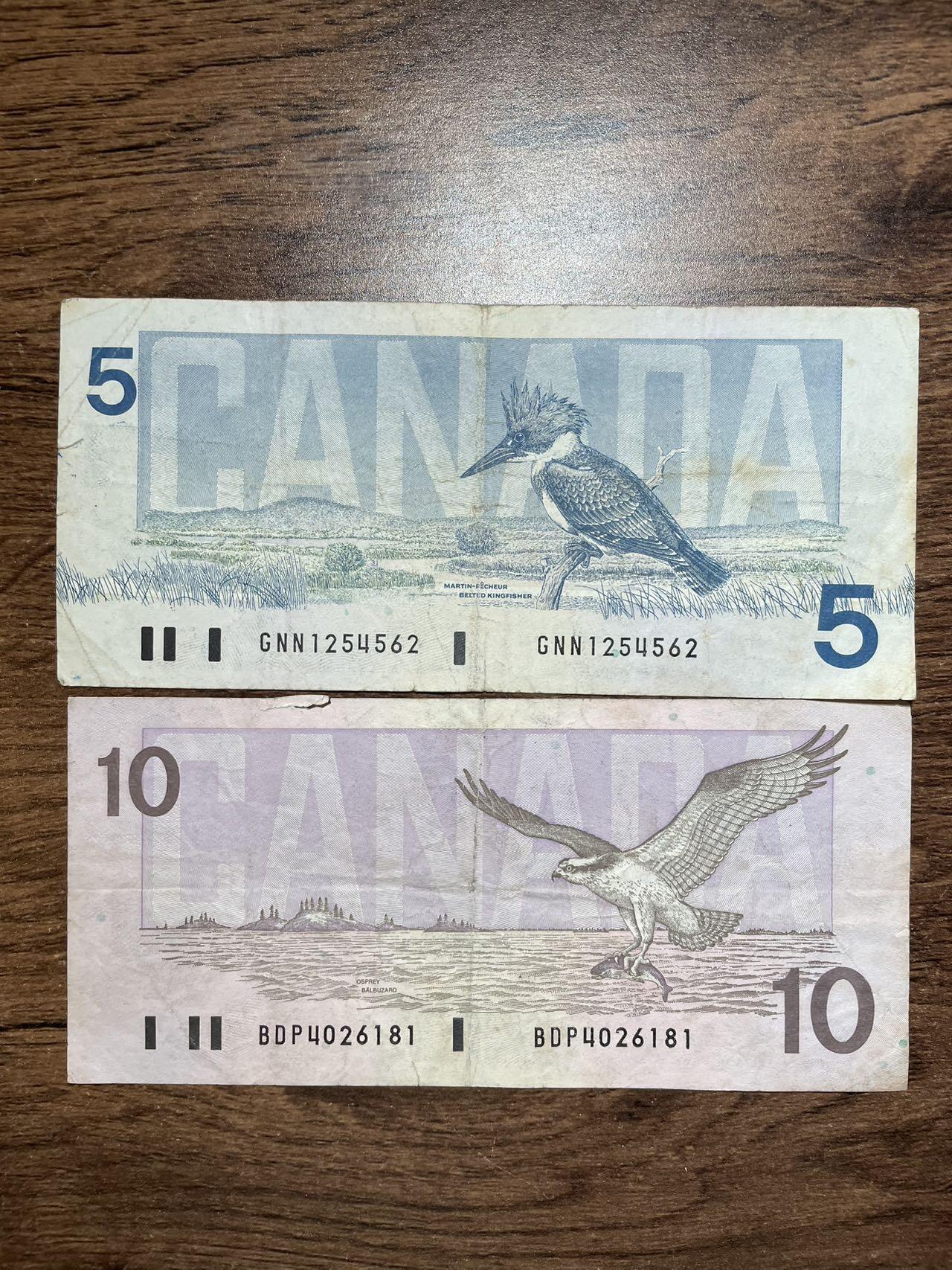 加拿大 1986-89版 5、10元