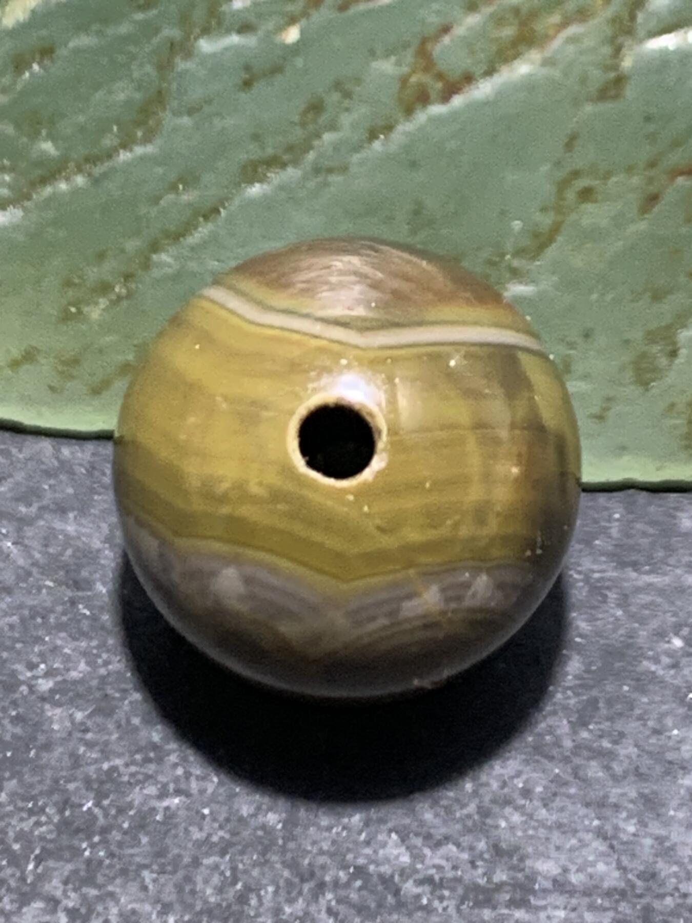 精美战国红玛瑙高玉化天眼纹拉丝料圆珠一颗