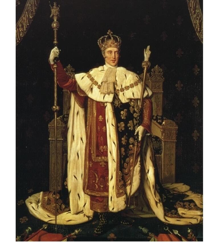 【艺术】法国艺术大章1825年 查理十世皇冠像+加冕仪式 高浮雕精制大铜章 光边 50MM