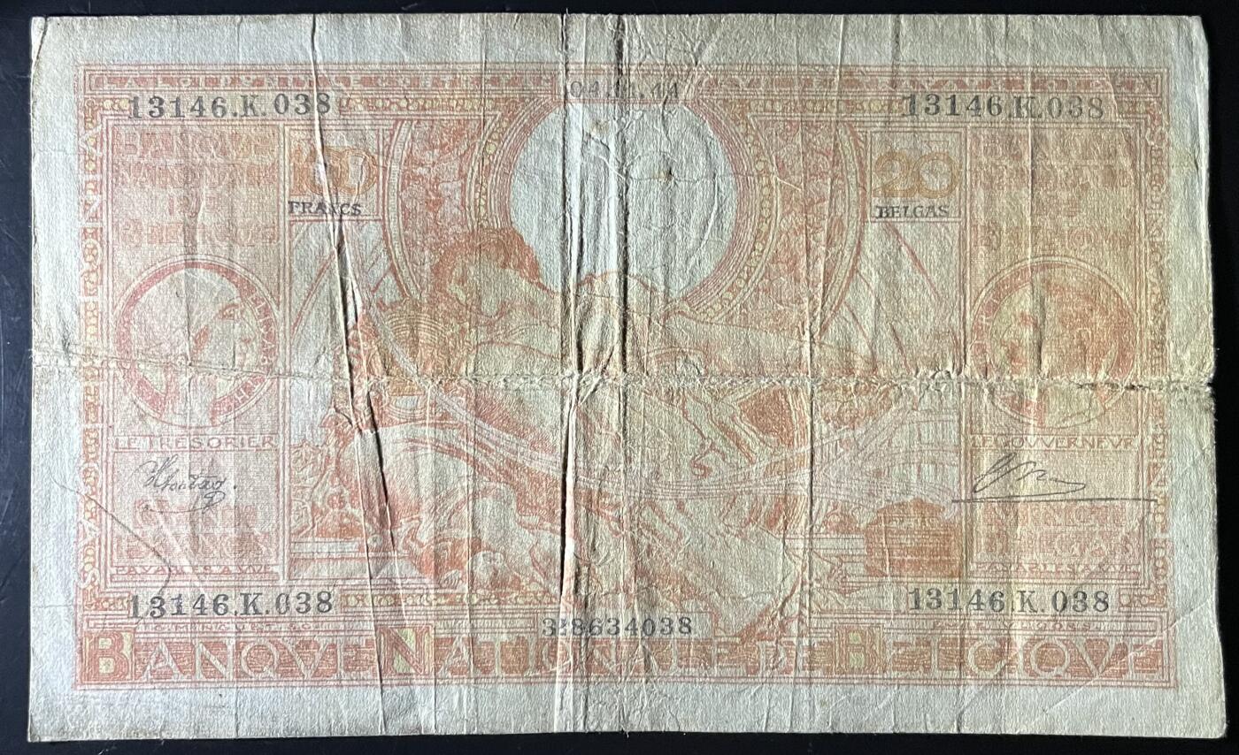 小福收藏拍卖第202期 流通品相裸钞 特惠场 本场全部为欧洲纸币【佣金仅收2% 不设最低佣金 全场包邮】 比利时 1944年 100法郎