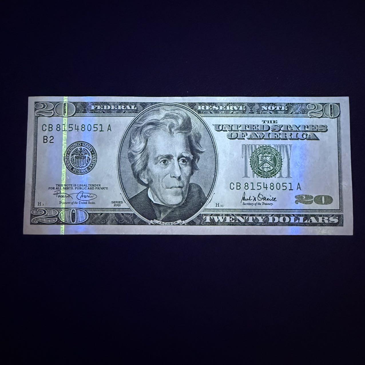 第15期 库存 美国 2001年大头20 全新unc-