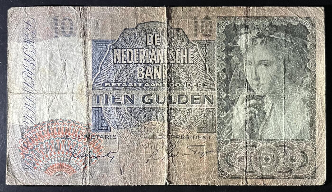 小福收藏拍卖第202期 流通品相裸钞 特惠场 本场全部为欧洲纸币【佣金仅收2% 不设最低佣金 全场包邮】 荷兰 1942年 10盾