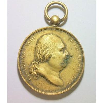 法国路易十八+女神站像 高浮雕精制大镀金章 光边 48MM 鎏金工艺（蘸金水）金层要厚 法国路易十八+女神站像 高浮雕精制大镀金章 光边 48MM 鎏金工艺（蘸金水）金层要厚