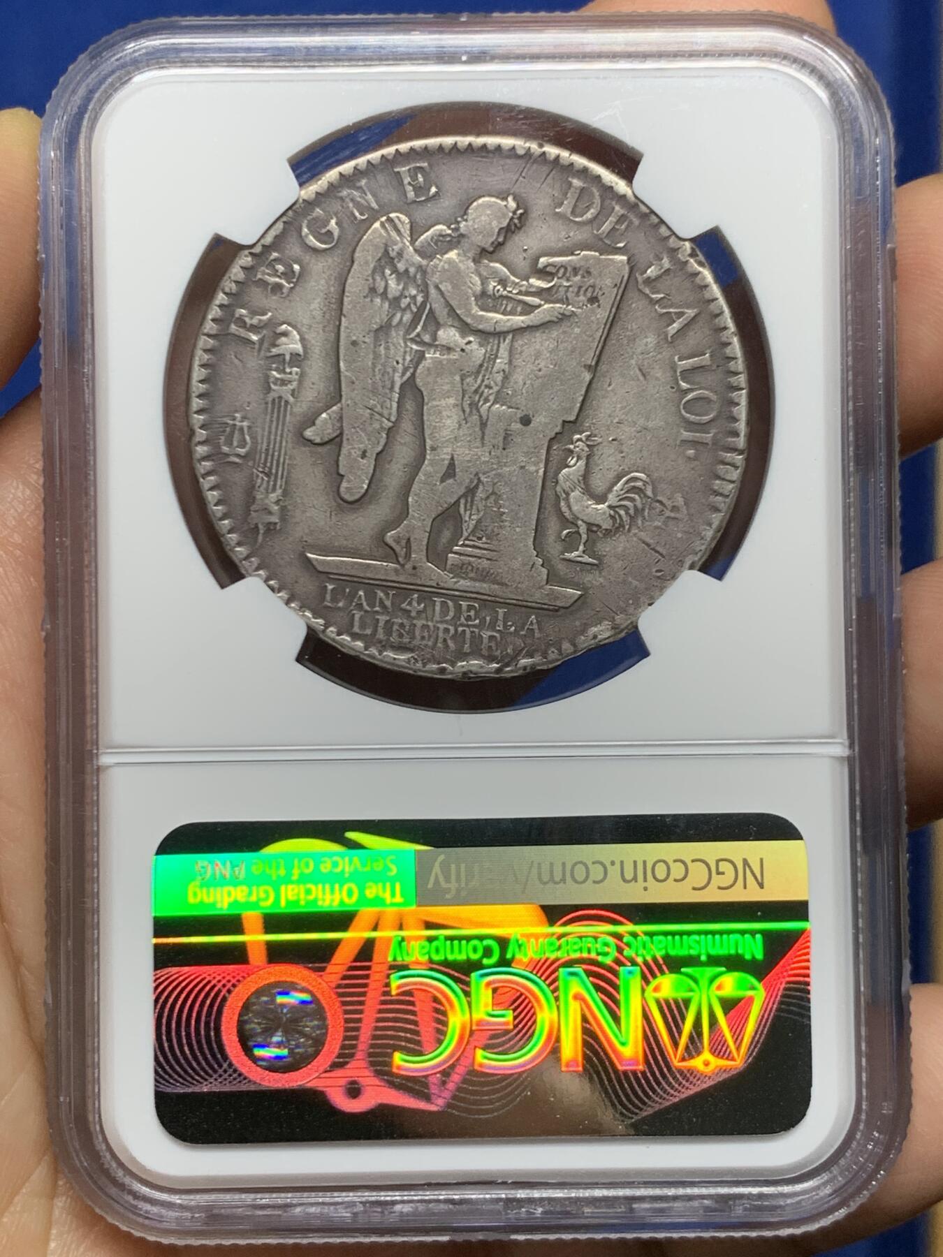 《竞宝斋》第467场 周日，周一 2场连拍 （全场包邮）欢迎送拍 NGC VF 法国1792年路易十六天使埃居 原味品 细节见图