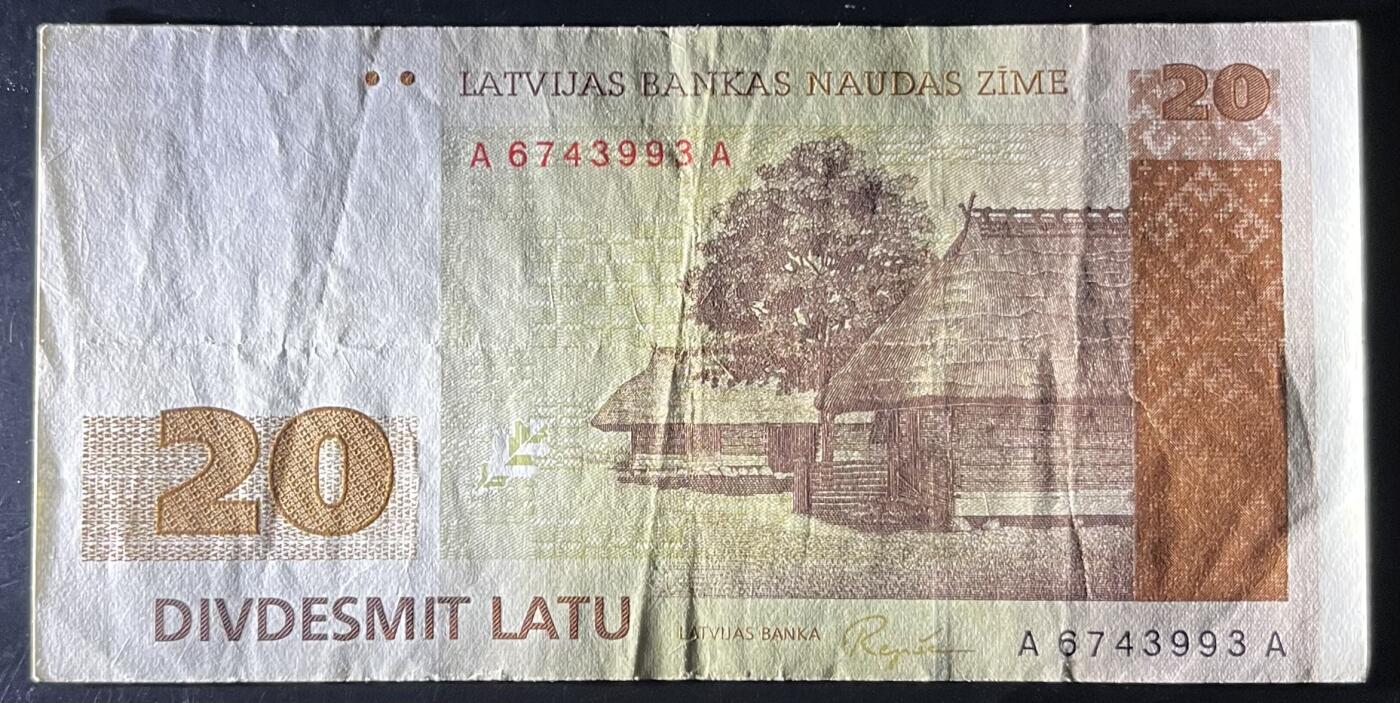 小福收藏拍卖第202期 流通品相裸钞 特惠场 本场全部为欧洲纸币【佣金仅收2% 不设最低佣金 全场包邮】 拉脱维亚 1992年 20拉特 首版 少见