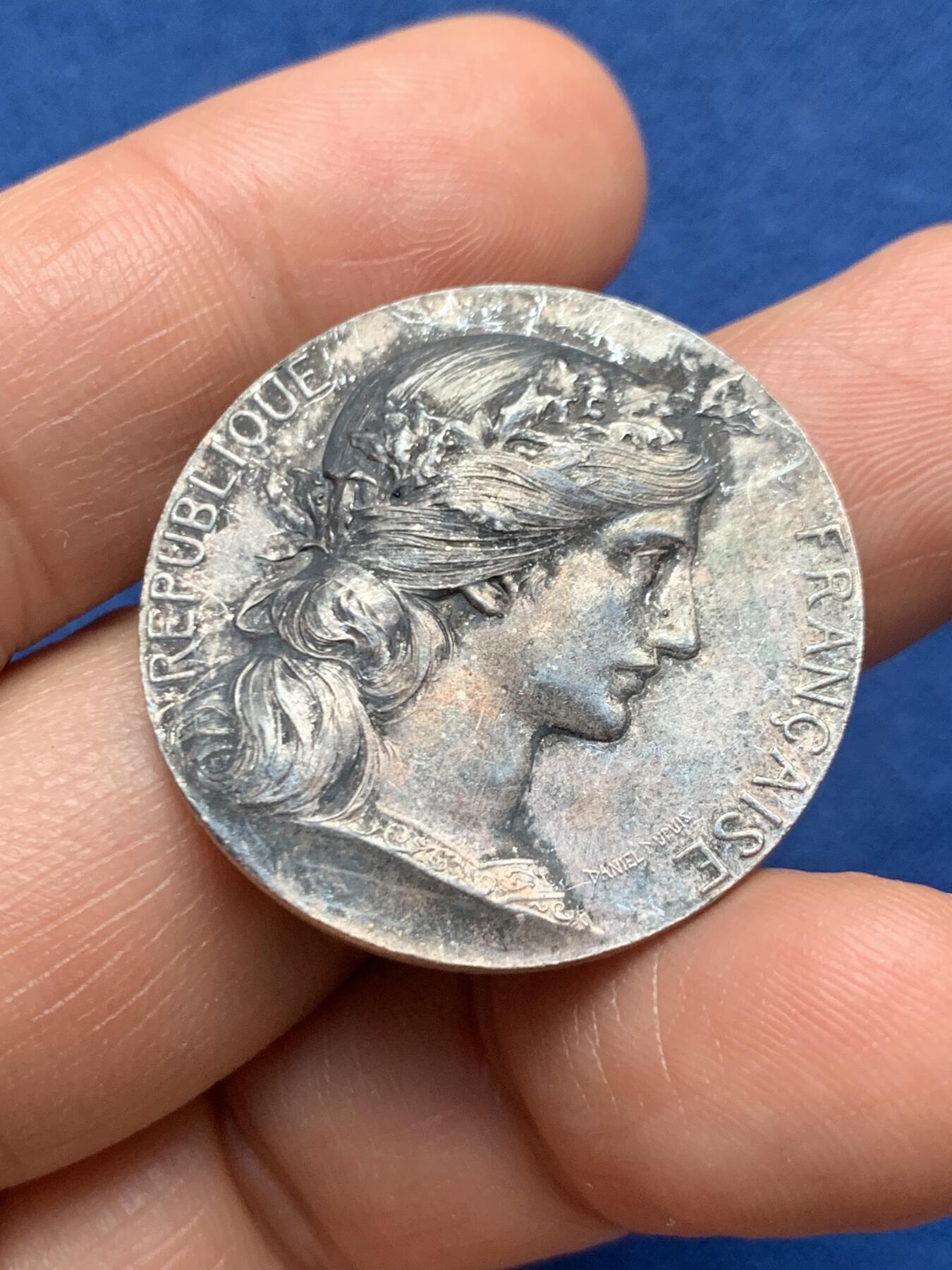 《竞宝斋》第467场 周日，周一 2场连拍 （全场包邮）欢迎送拍 法国玛丽安娜-亚眠公证人银质代币，13.1g，31.5mm，丰饶角2argent边铭