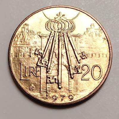 布加迪🐬～世界钱币(上海)🌾第 278 期 /  各国套币和散币 - 圣马力诺🇸🇲 1979年 20里拉 