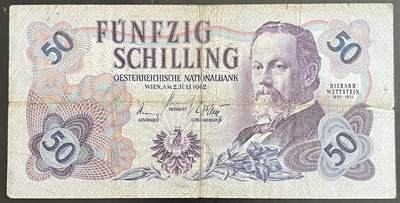 小福收藏拍卖第202期 流通品相裸钞 特惠场 本场全部为欧洲纸币【佣金仅收2% 不设最低佣金 全场包邮】 - 奥地利 1962年 50先令