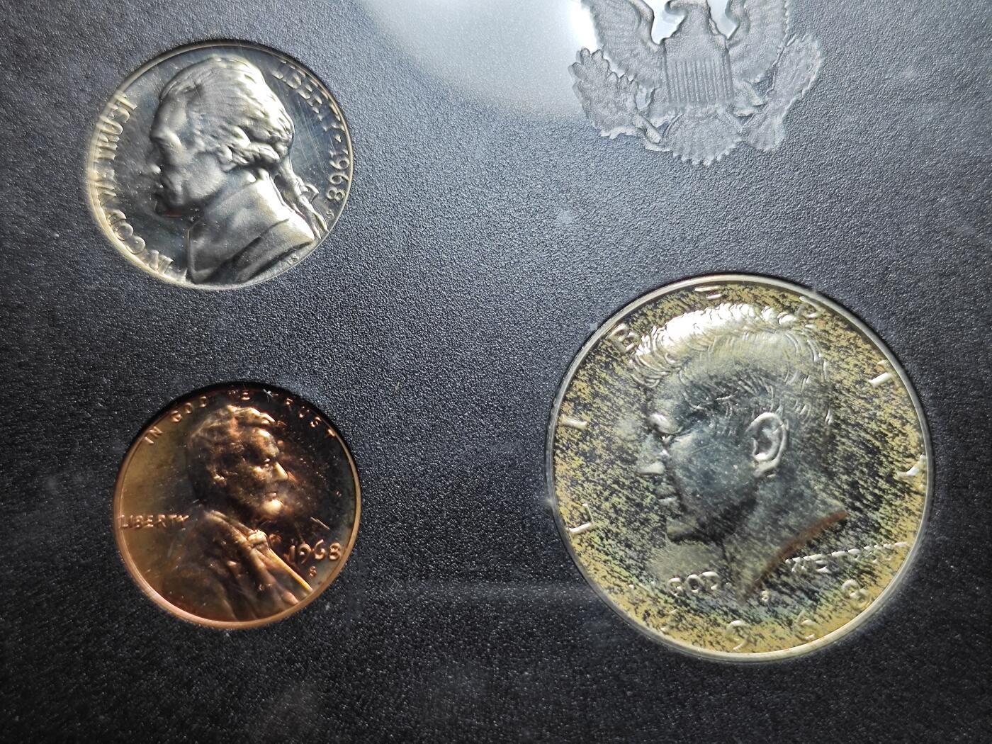 KK钱币收藏小铺   套币 批量/好品散币专场 2月预留时间 周末发货  1968美国大小面值精制套币 含50分银币