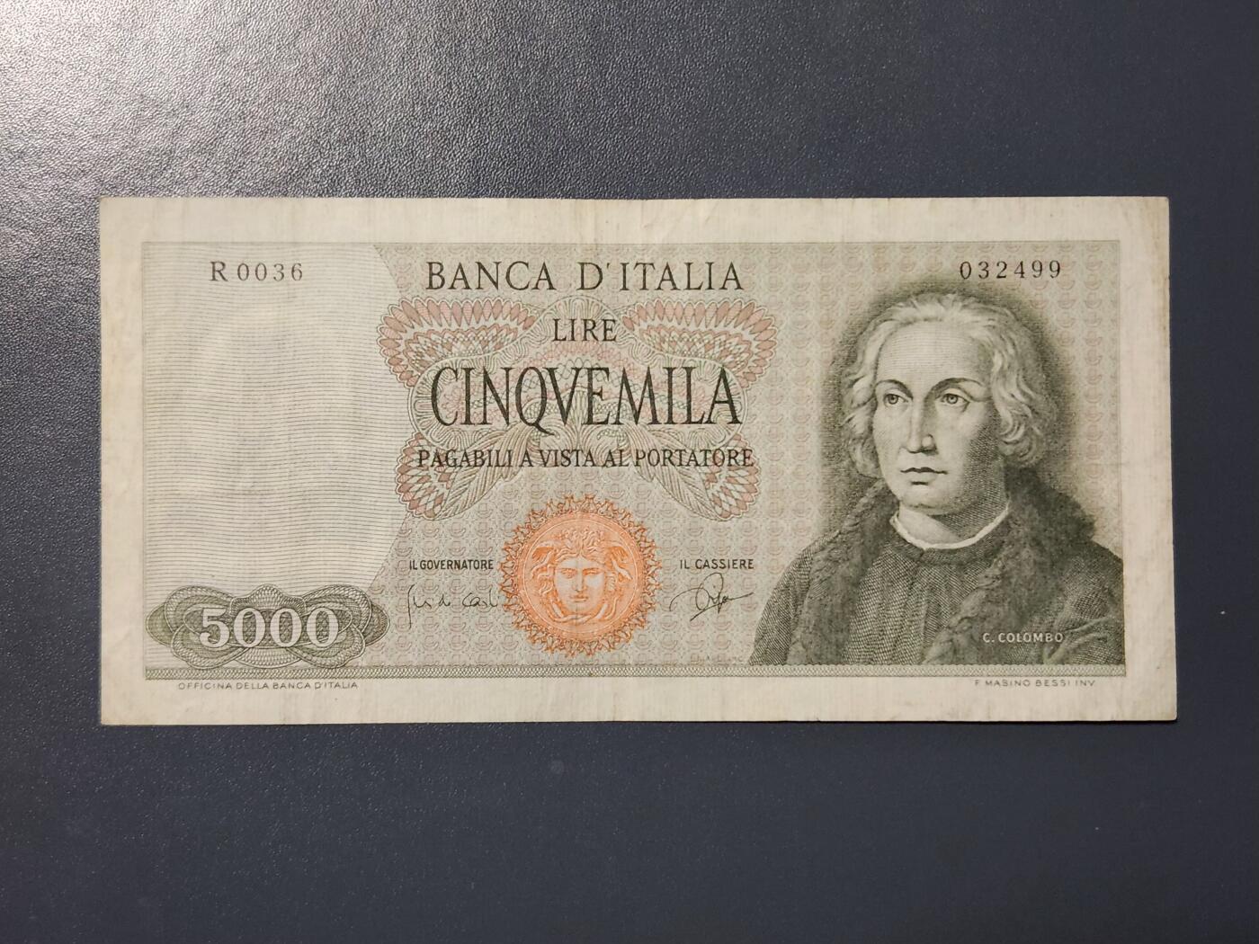 3月2号晚上8点 外国纸币自动截拍第33场 1964年首版首年份 意大利50000里拉美品