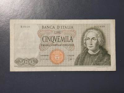 3月2号晚上8点 外国纸币自动截拍第33场 - 1964年首版首年份 意大利50000里拉美品