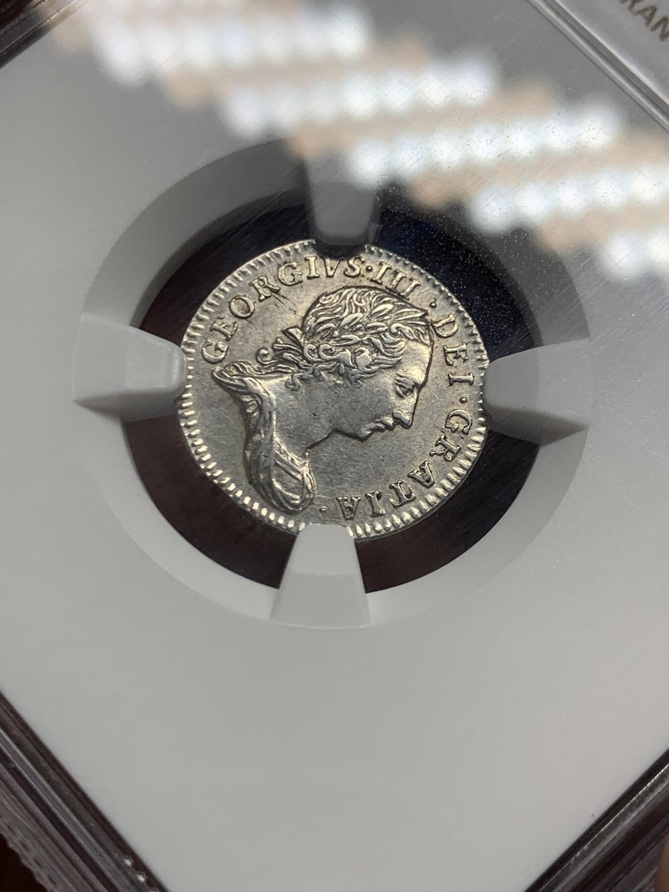 《竞宝斋》第467场 周日，周一 2场连拍 （全场包邮）欢迎送拍 NGC AU55 英国1762年乔治三世3便士濯足币 光度好