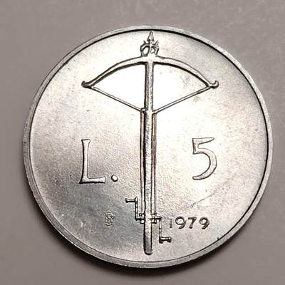 布加迪🐬～世界钱币(上海)🌾第 278 期 /  各国套币和散币 - 圣马力诺🇸🇲 1979年 5里拉铝币