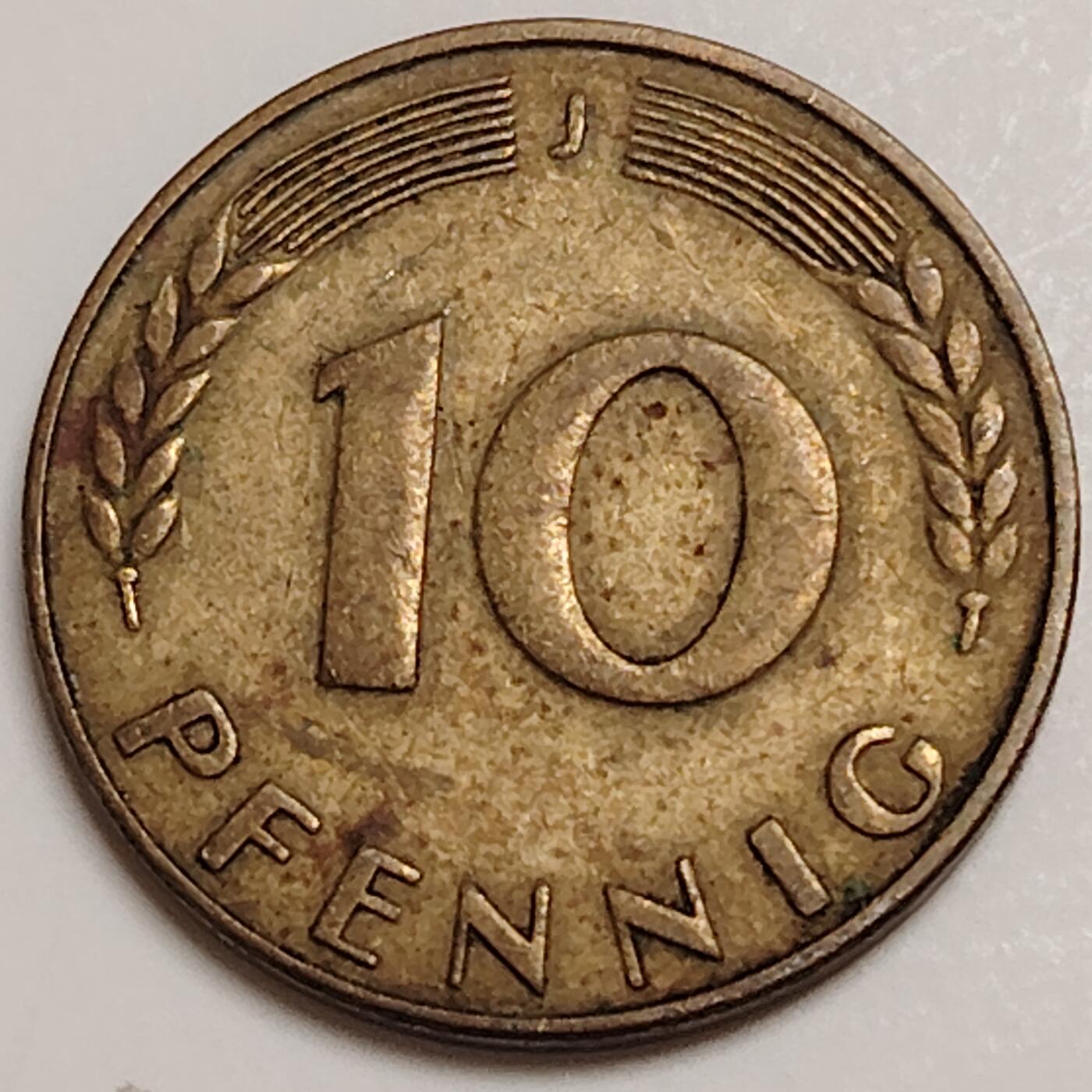 布加迪🐬～世界钱币(上海)🌾第 278 期 /  各国套币和散币 德国🇩🇪 1949年 10芬尼～C1