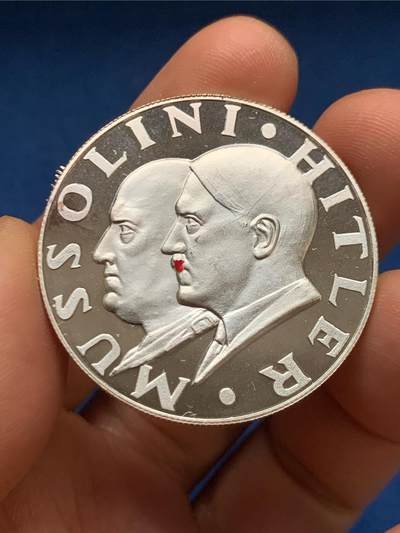 《竞宝斋》第467场 周日，周一 2场连拍 （全场包邮）欢迎送拍 - 德意同盟复刻精制银章 重一盎司31.18克 38.2mm