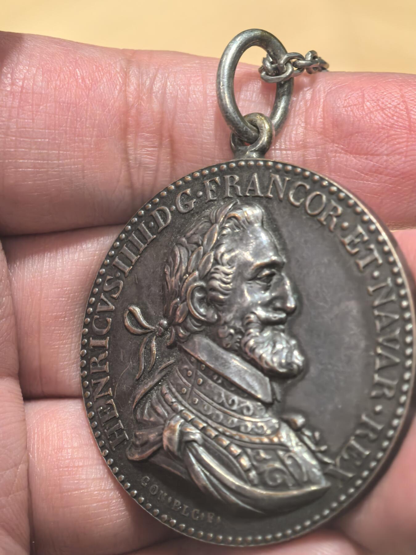 欧洲铜章和回流杂项第一场 法国亨利四世“两王国统一”镀银青铜纪念章（1598年复刻版