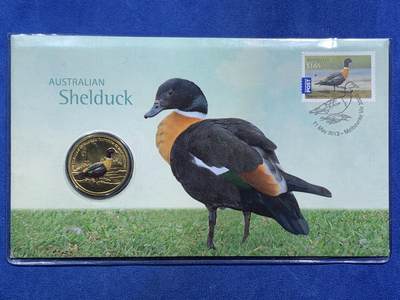 《竞宝斋》第467场 周日，周一 2场连拍 （全场包邮）欢迎送拍 - 澳大利亚2013年1元彩色纪念币邮票首日封 麻鸭 发行价：15.95澳元
